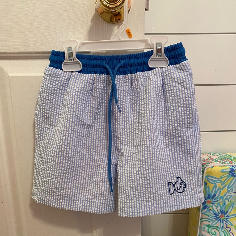 Prodoh Blue Seersucker Swim Trunks size 6